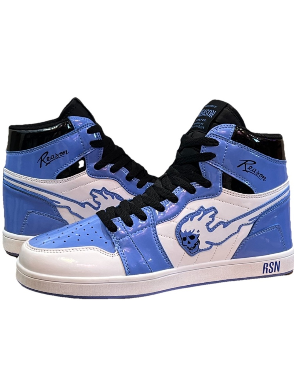 Reason Men’s Flaming Skull High Tops Urban Street wear Sneakers Size 10.5 NEW
